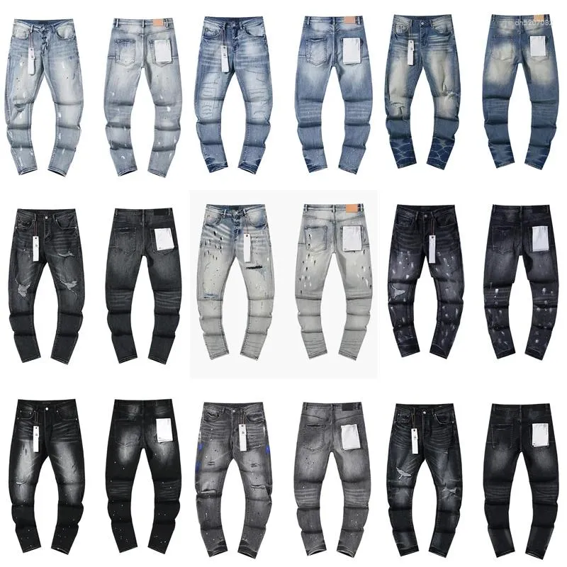 Men's Jeans 2025 Clothing Purples Stretch Slim Straight-leg Denim Trousers Europe American Trend Retro Ripped_mkmklike.com