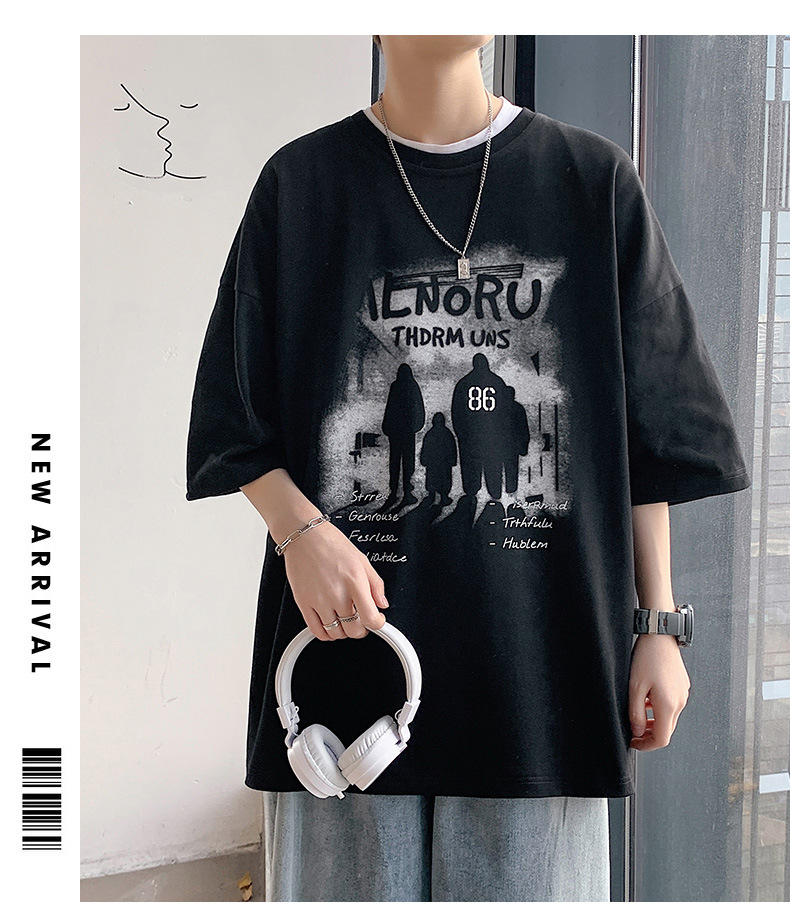 Pure cotton men's short sleeved T-shirt, men's summer new trend, handsome Instagram couple's loose fitting top_voghion.com