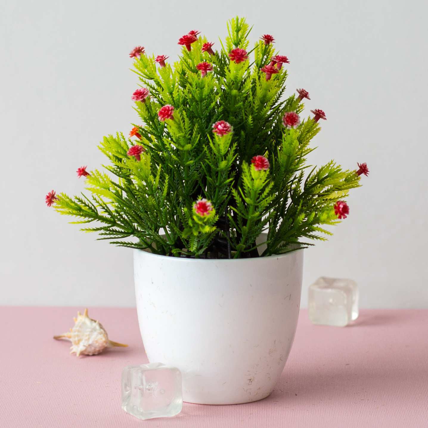 Simulation flower potted ornaments plastic 37 mesh baby's breath bonsai simulation pine tree indoor plant ornaments decoration_voghion.com