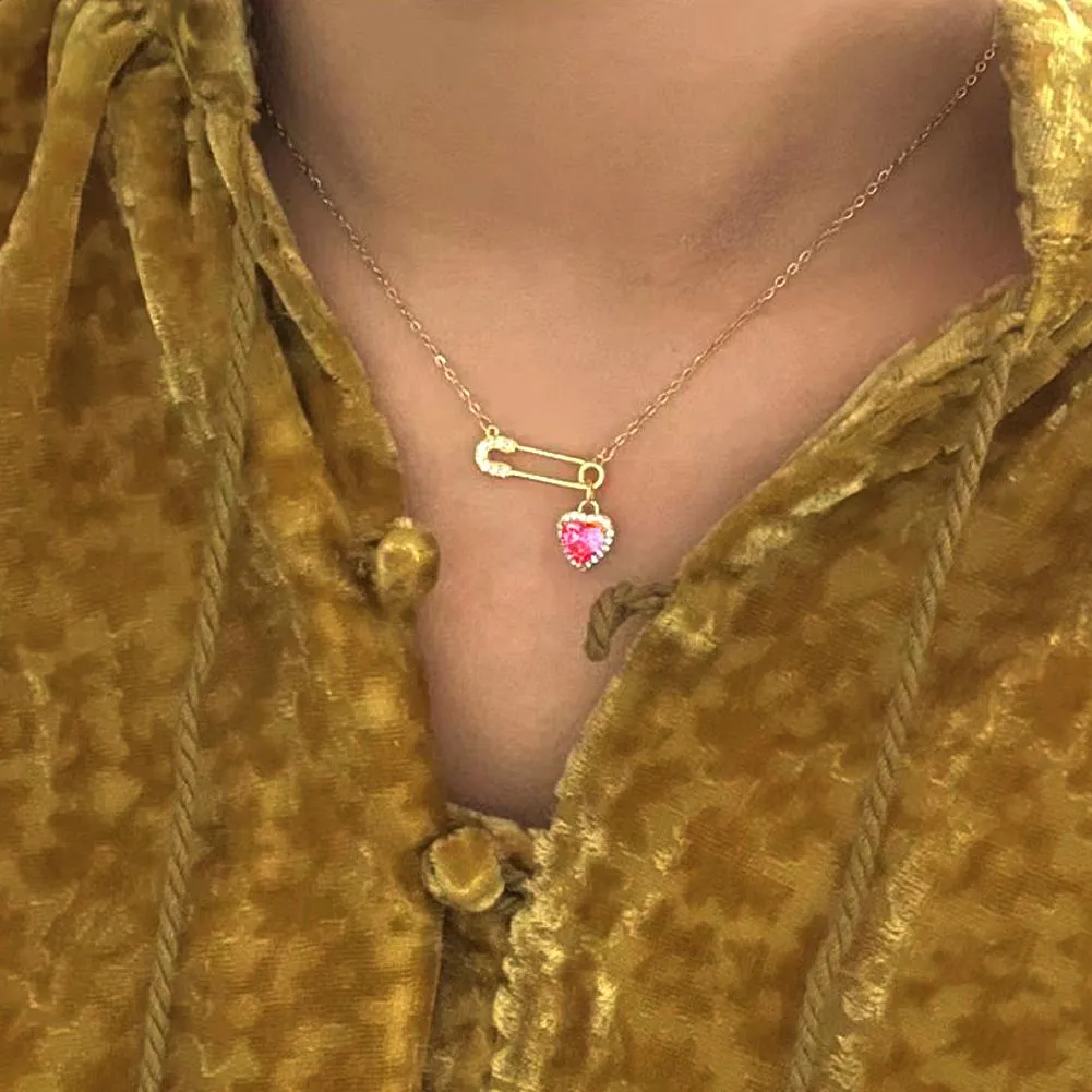 Collana con ciondolo a forma di cuore, 1 pezzo, per donne, con cristalli, per coppie, regalo di gioielli._voghion.com