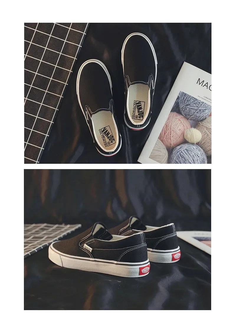 Weiße Canvas Damen Paar Slipper Flache Bequeme Casual Fashion Plateau Damen Vulkanisierte Schuhe atillas Mujer 240607_voghion.com