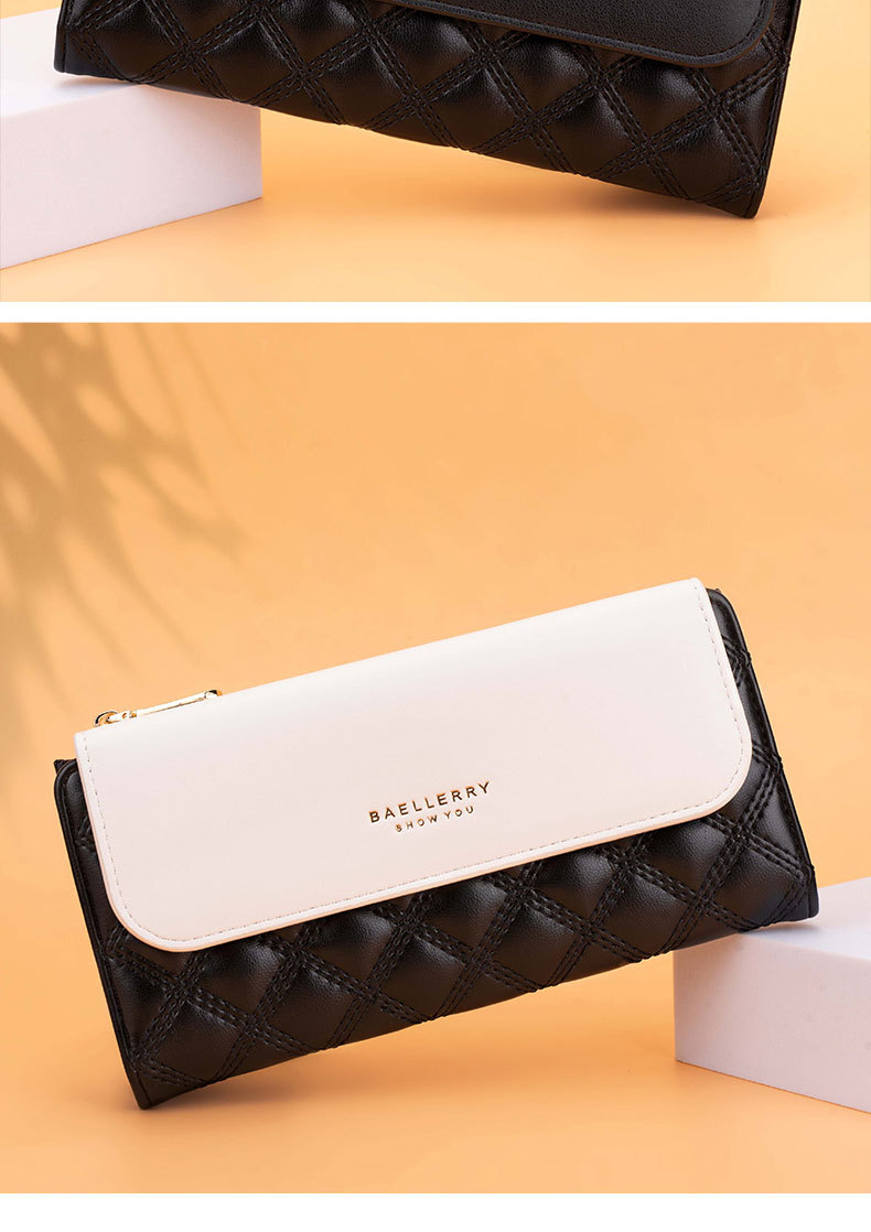 Baellerry nuovo portafoglio lungo da donna in stile coreano trapuntato multi-carta portafoglio a tre pieghe portafoglio da donna all'ingrosso_voghion.com