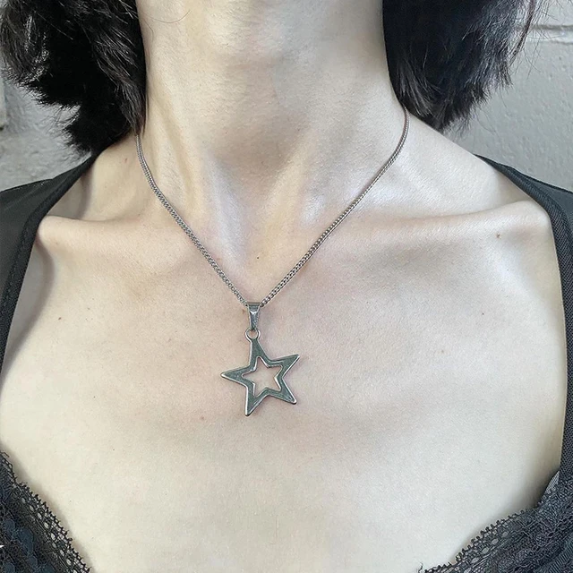 Färdiga Koreanska Modekedjor Stjärnhängen Halsband Punk Estetiskt Boho Halsband för Kvinnor Goth Smycken Y2K Grunge Rock_voghion.com