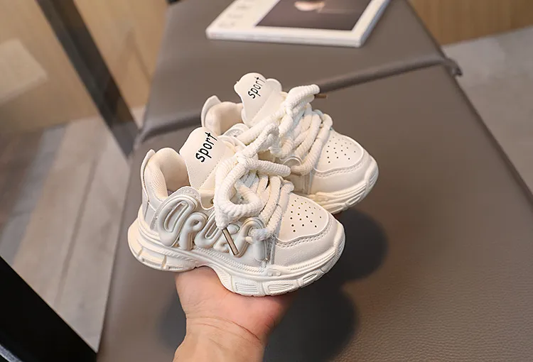 Pigersneakers Børn Børn Trendy Pink Beige Platform Snøresko Littlesprouts Børn Løbesko Skridsikre Pigesko_voghion.com