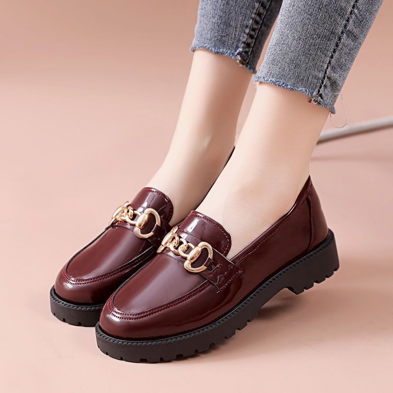 New single shoe women's versatile fashion uniform spring and autumn 2023 thick sole loafers, British style small leather_voghion.com