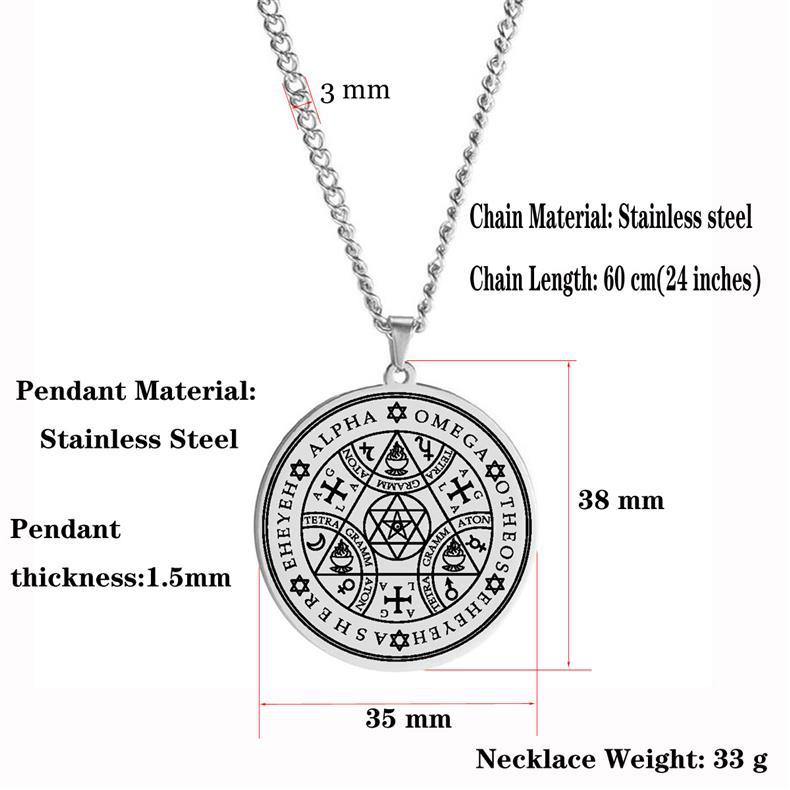 Temu Eno Angel Magic Talisman Alpha Four Character Božské jméno Trojúhelník Hvězda Nerezová ocel Přívěsek Náhrdelník_voghion.com