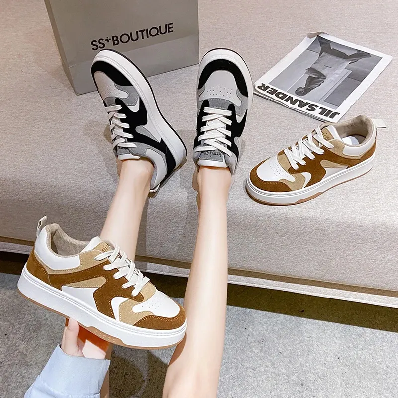 Lapos futócipő platform cipők nyári tavaszi hétköznapi bőr női sportcipő vastag fekete 240809_voghion.com