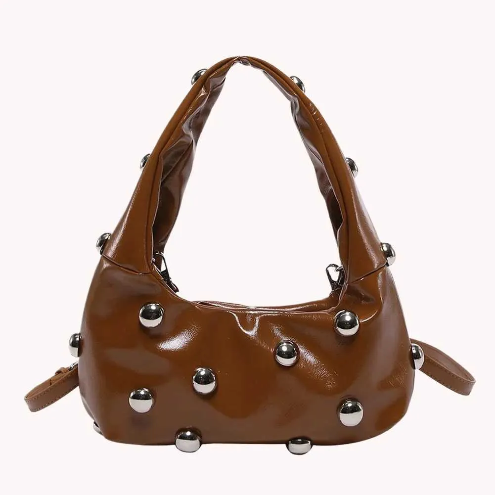 Borsa a tracolla elegante in PU da donna, tracolla regolabile, alla moda, sottobraccio, stile punk, borsa a tracolla, chic, hobo Ba241216_voghion.com