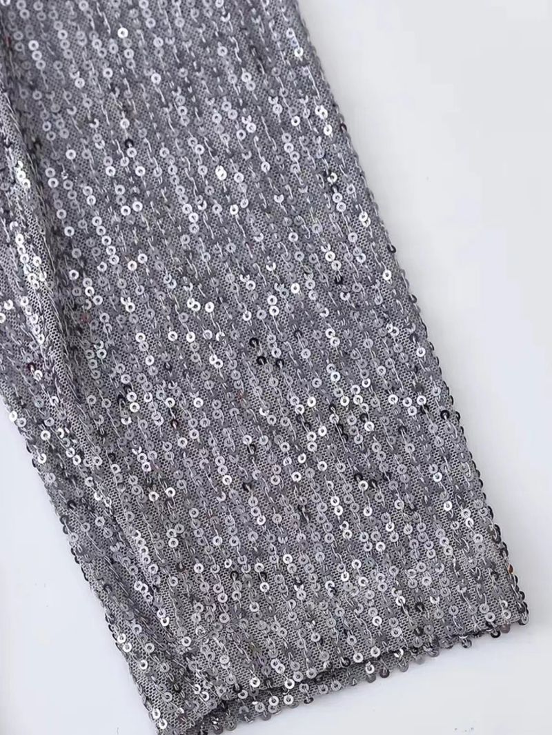 Damenbekleidung neuer heißer Stil, elegante einfarbige Slim Fit-Freizeit-Pailletten-Kleinanzugjacke für Damen_voghion.com