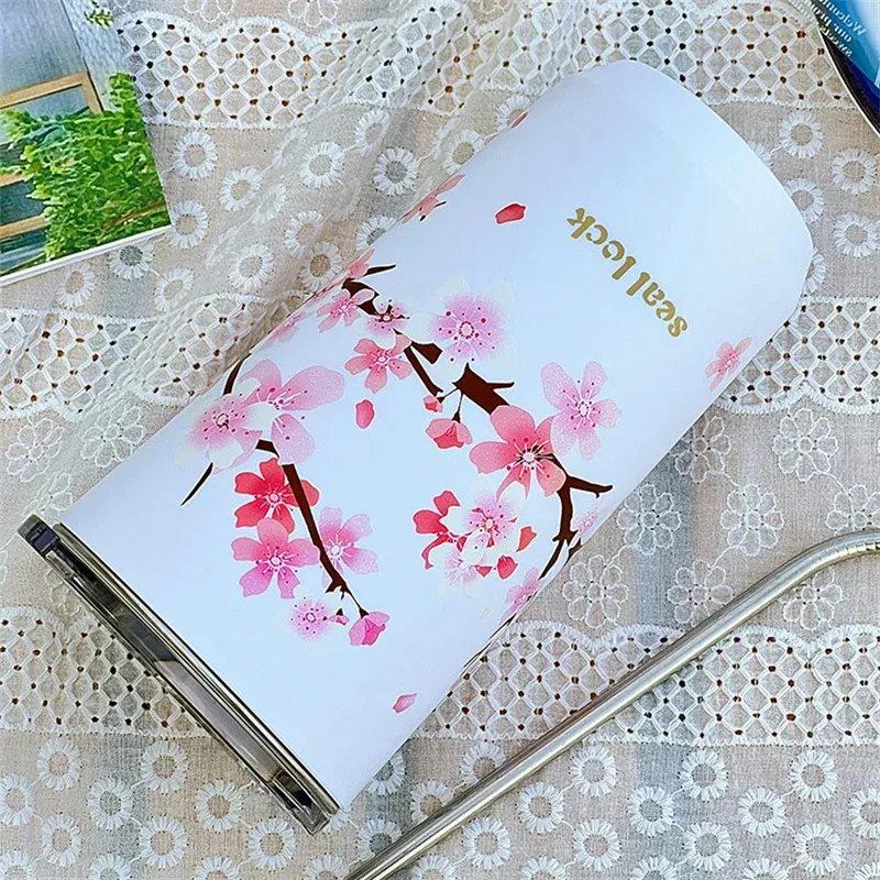 Mug de voyage Sakura - Anti-fuite, double paroi, prêt pour le thé au lait_voghion.com