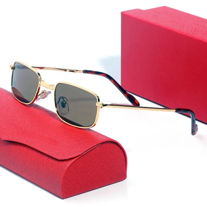 Rimless Sunglasses Women Designer Rectangle Uv400 Brown Gold_voghion.com