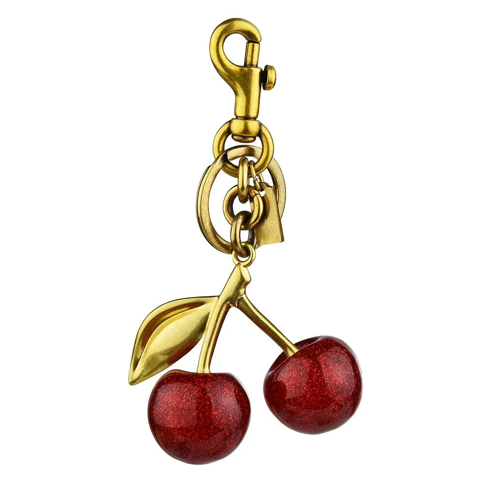 Kirsche Charm Schlüsselanhänger Tasche Charms Kette Frauen Schlüsselbänder Leder schwarz rot rosa Schlüsselanhänger Brieftasche Schlüsselanhänger Designer_voghion.com