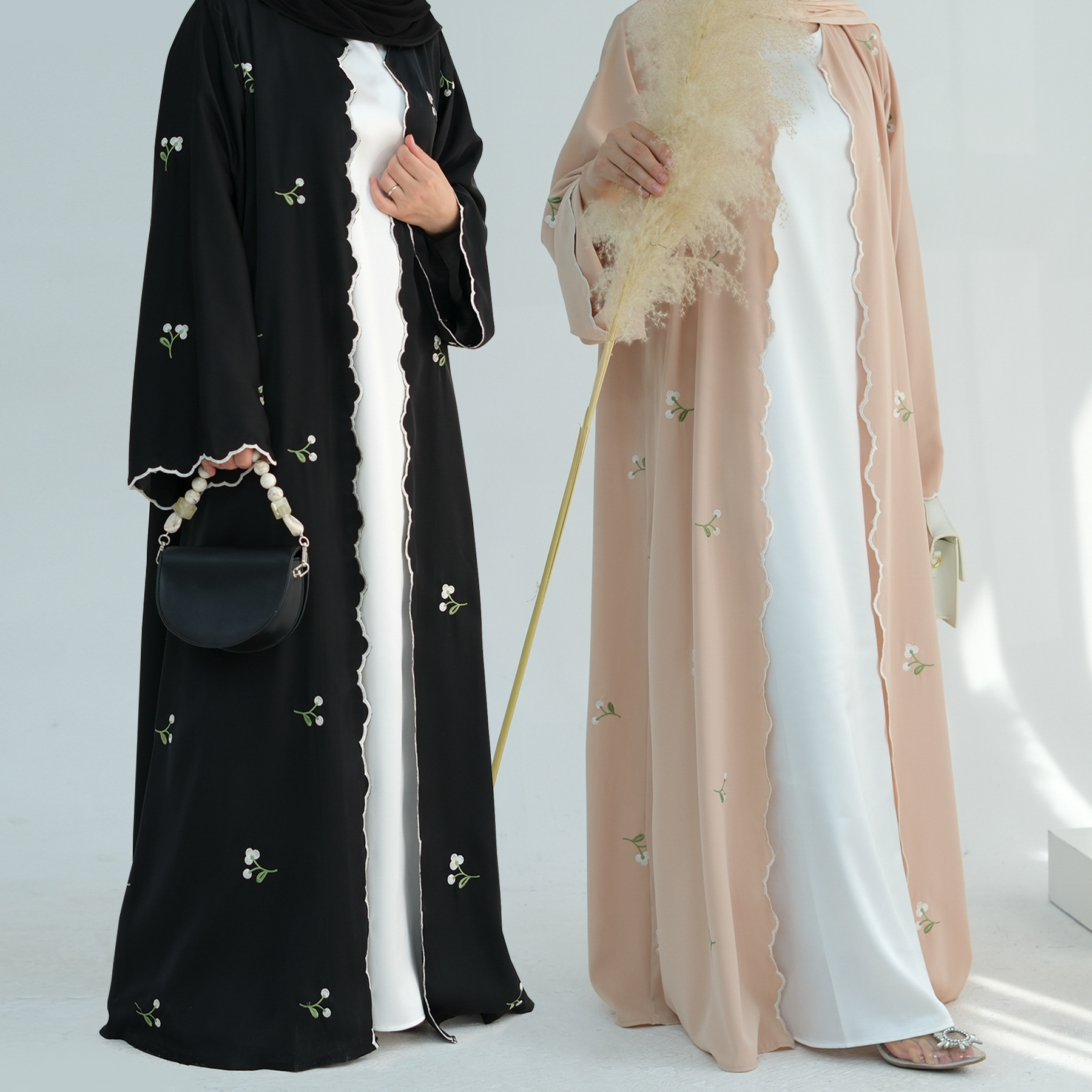 Vêtements pour femmes Dubaï Moyen-Orient Turquie Dubaï Cardigan élégant en dentelle brodée de fleurs Lr881