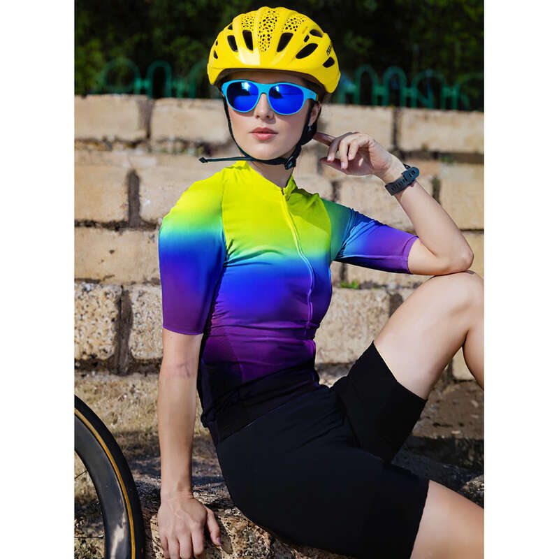 Outdoor Aurora Sommer Straße Radfahren Sport Kleidung Top frauen Kurze Ärmeln_voghion.com