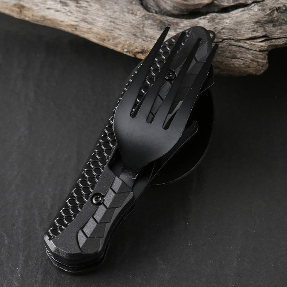 4 in 1 Travel Utensil Cutlery Disassembly Picnic Fork Spoon Cutter Set Outdoor Collapsible Cutlery Camping Hiking Survival Tool_voghion.com