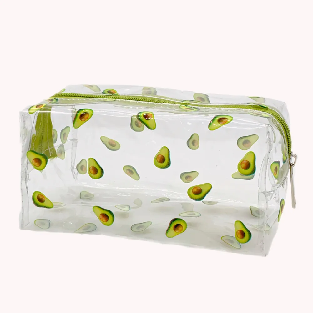 Borsa da toilette trasparente in PVC per cosmetici, frutta e avocado, piccola, impermeabile, multifunzione, per donne e ragazze, portapenne_voghion.com