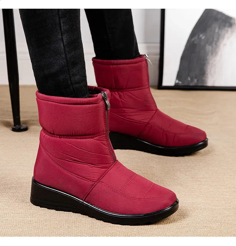 Platform Waterproof Snow Women Winter Thick Plush Ankle Boots Woman Non Slip Warm Cotton Padded Shoes Ladies 240820_voghion.com