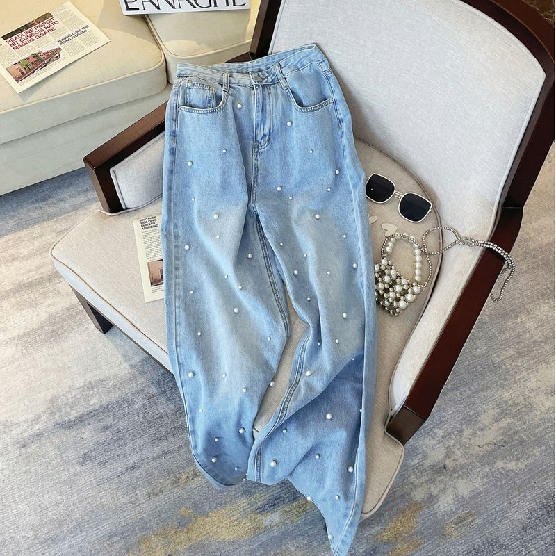 Damen Kleidung Casual Jeans Gerade Röhrenhose_voghion.com