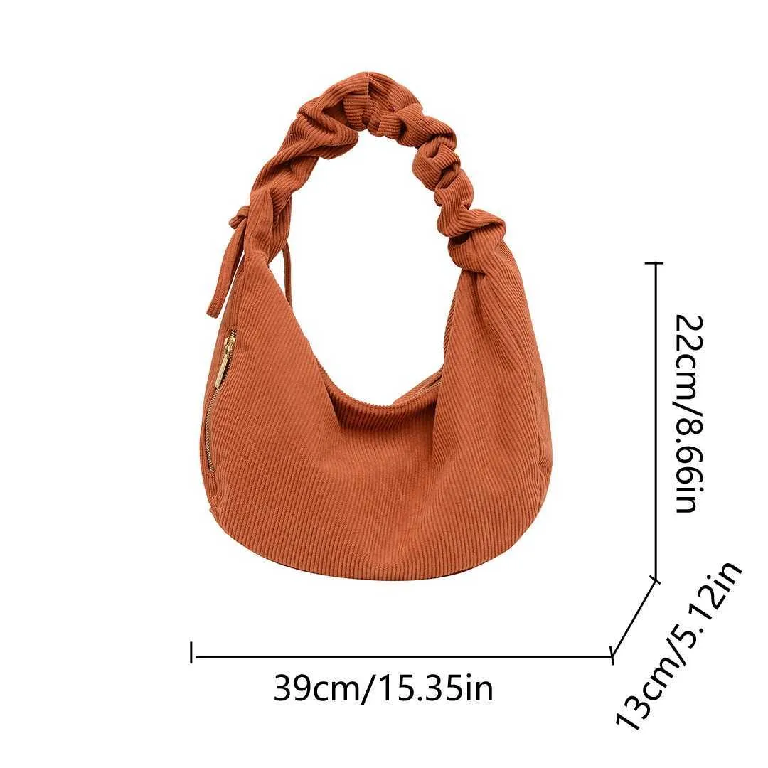 Corduroy Drstring Cloud Damen Große Kapazität Dumpg 2024 Neue einfache lässige Achseltasche Handtasche Schulter CrossbodyC241106_voghion.com