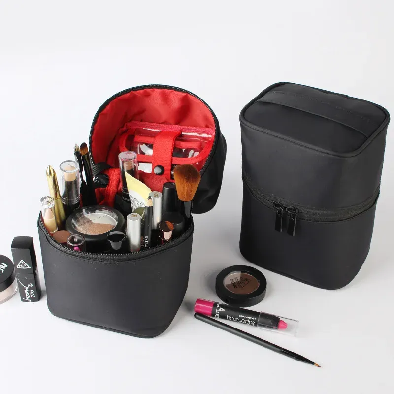 Trousse de maquillage en nylon de grande capacité pour femmes, trousse de voyage portable pour cosmétiques_voghion.com