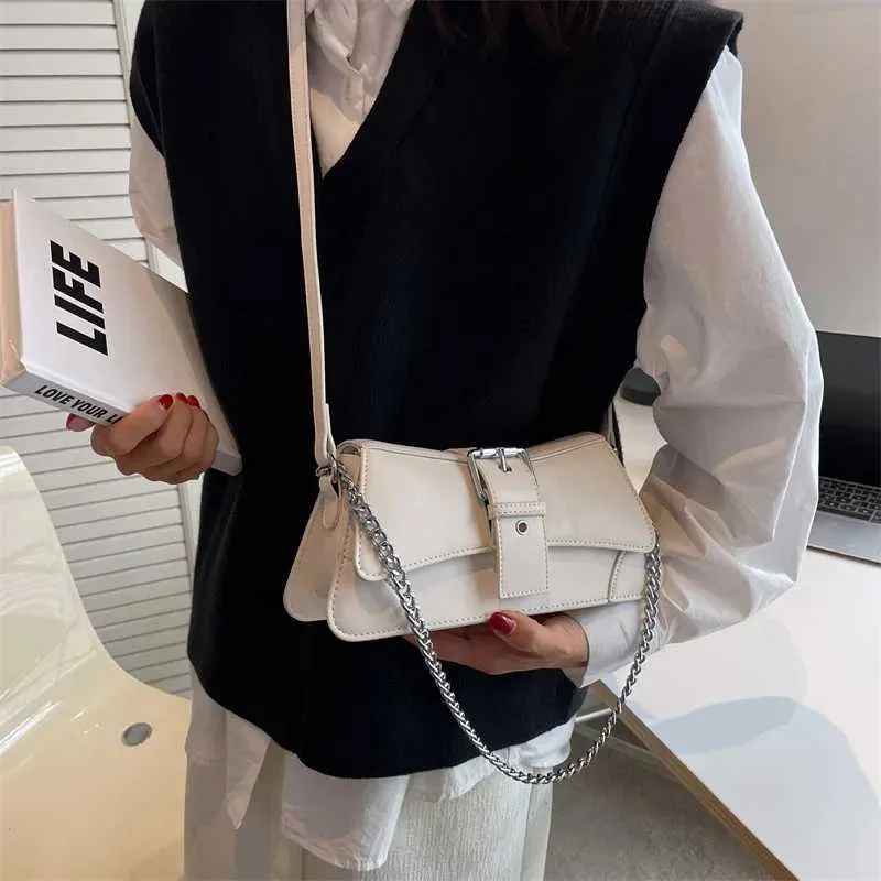 Borsa a tracolla con catena da donna in tinta unita, piccola borsa in pelle PU e portafoglio, vintage, marchio da donna, con patta, tracolla SG_voghion.com