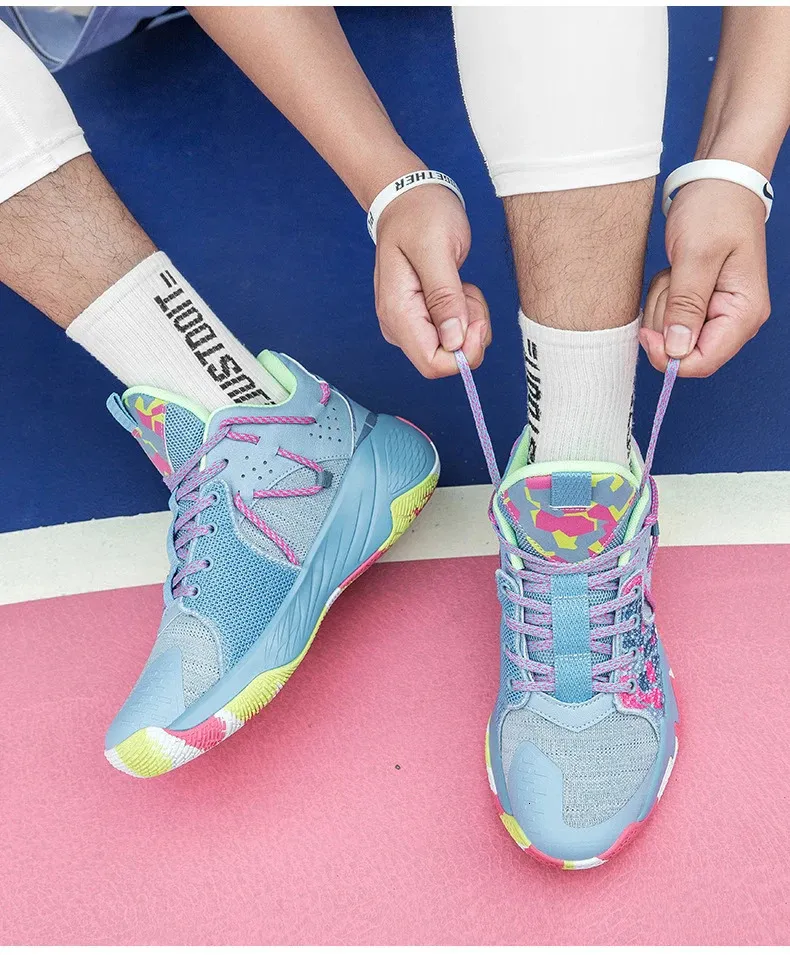 Siatkowe czarne męskie trampki Cut Mid damskie amortyzowane antypoślizgowe buty do koszykówki na zewnątrz buty sportowe_voghion.com