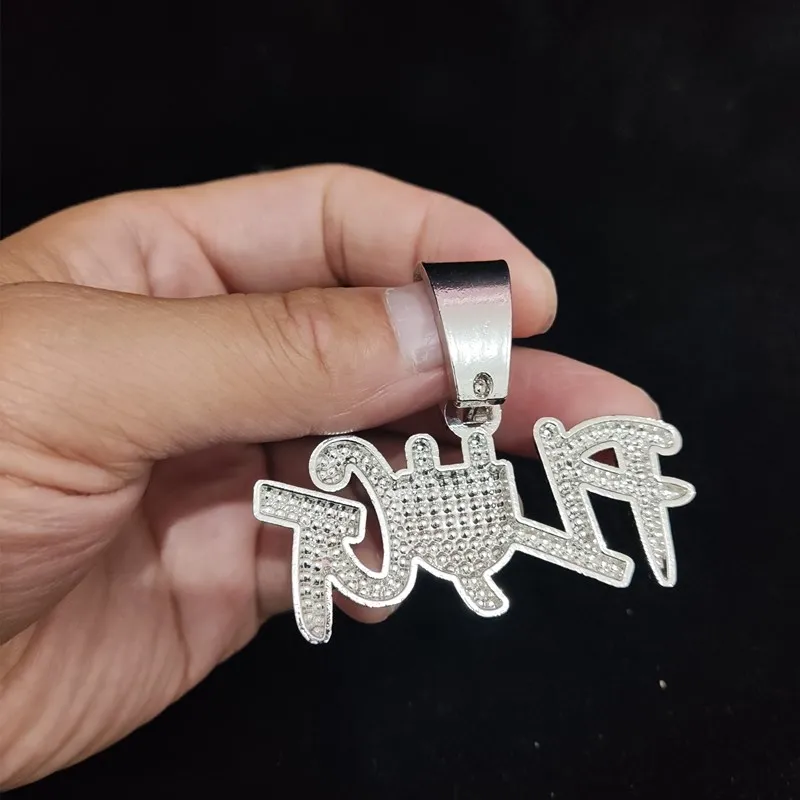 Colliers pendentifs hommes femmes Hip Hop PLUG collier lettre avec chaîne cubaine en cristal de 13 mm HipHop Iced Out Bling Fashion_voghion.com