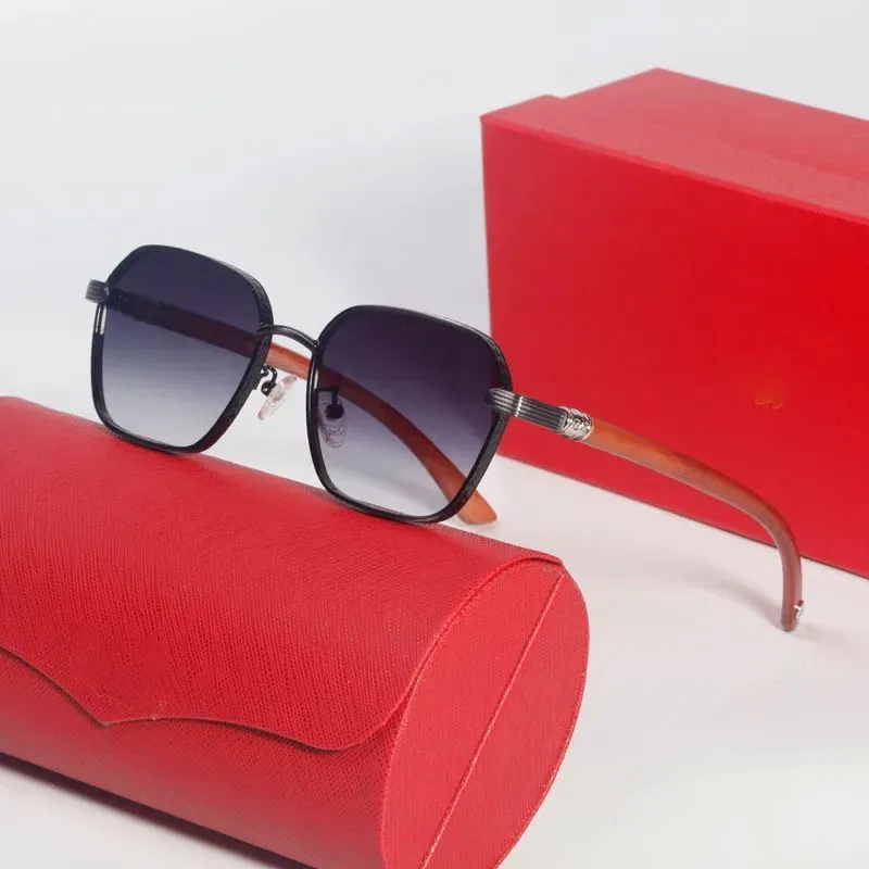 Lunettes de soleil carrées sans monture avec branches en bois_voghion.com