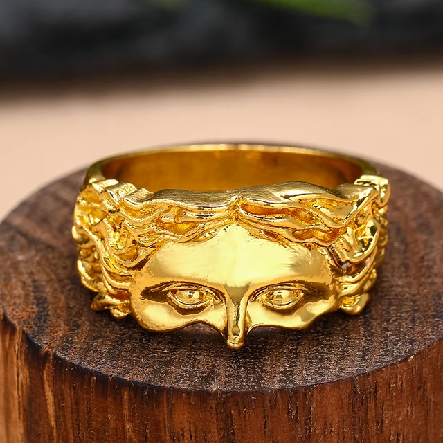 Vendite calde Vendite calde Anello aperto a mezza faccia di Gesù color oro vintage per uomo e donna Gioielli retrò con fede religiosa Anelli per dita in rame puro_voghion.com