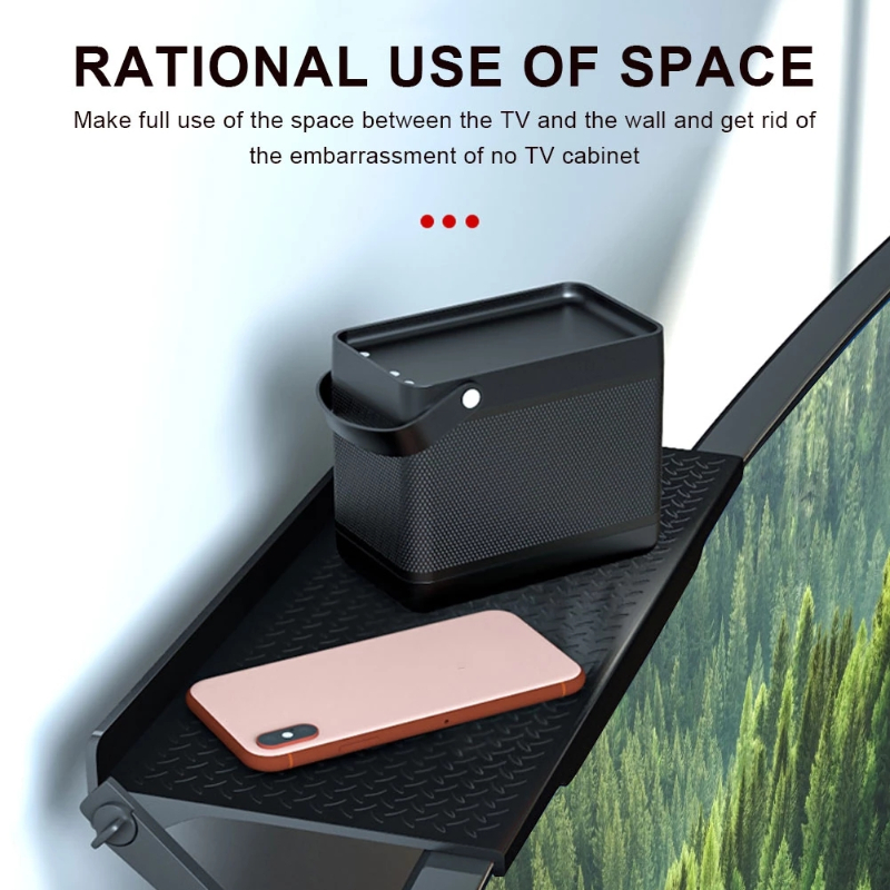 2 unidades de práctico organizador de monitor de TV, estantes superiores de pantalla antideslizantes, soporte de almacenamiento superior creativo, soporte para teléfono y computadora._voghion.com