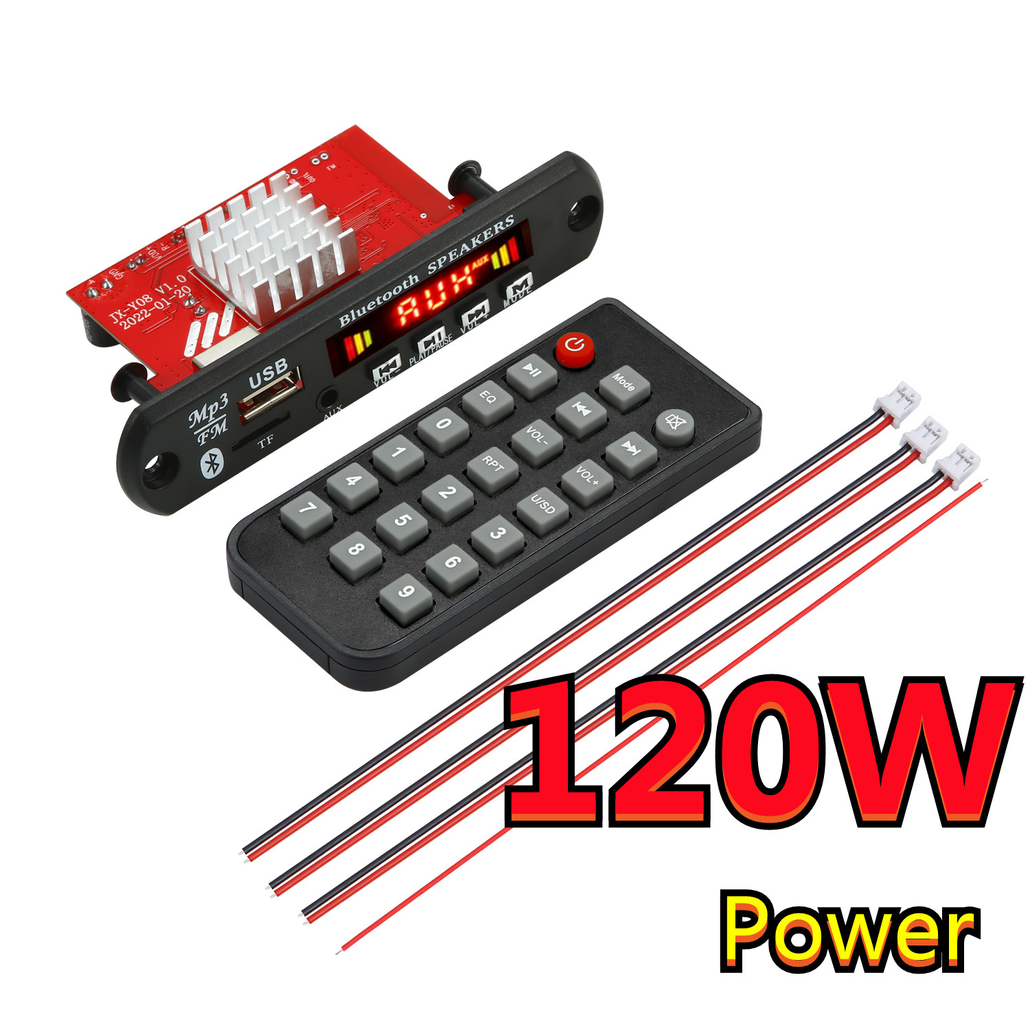 2*40/50/60W Amplifier MP3 Player Decoder Board 12V Bluetooth 5.0 Car FM Radio Module Support TF USB AUX wav/wma decoder board_voghion.com