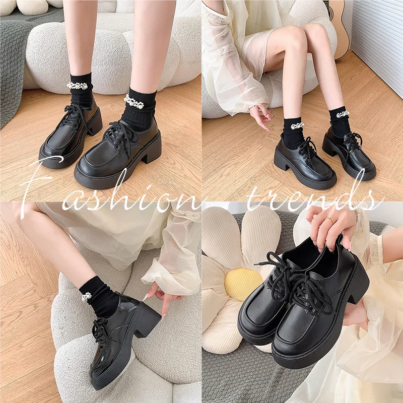 Spring 2024 New Black Platform Flats Women Loafers Slip On Boat Shoes Designer Casual Leather Oxfords_voghion.com