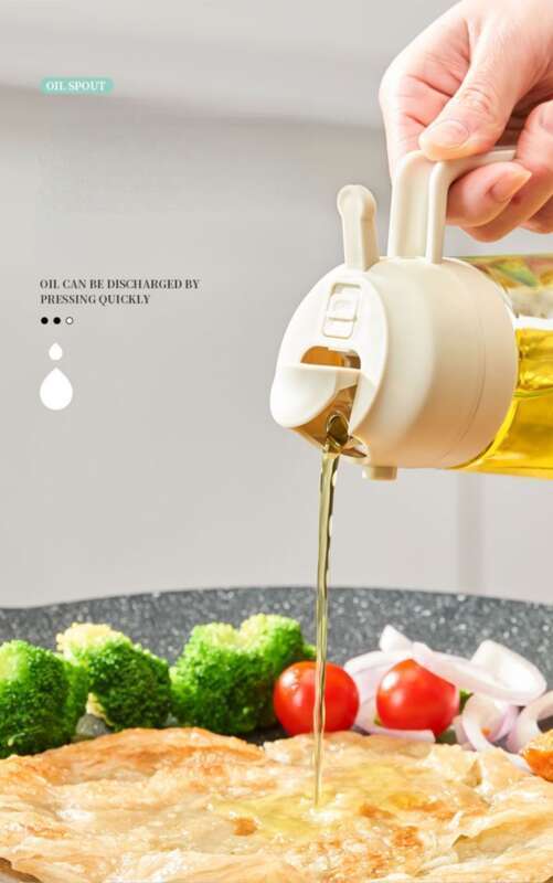 Oil Can Kitchen Household Glass Pouring Dual-use Air Fryer Spray Bottle Automatic Opening And Closing Oil Pot_voghion.com