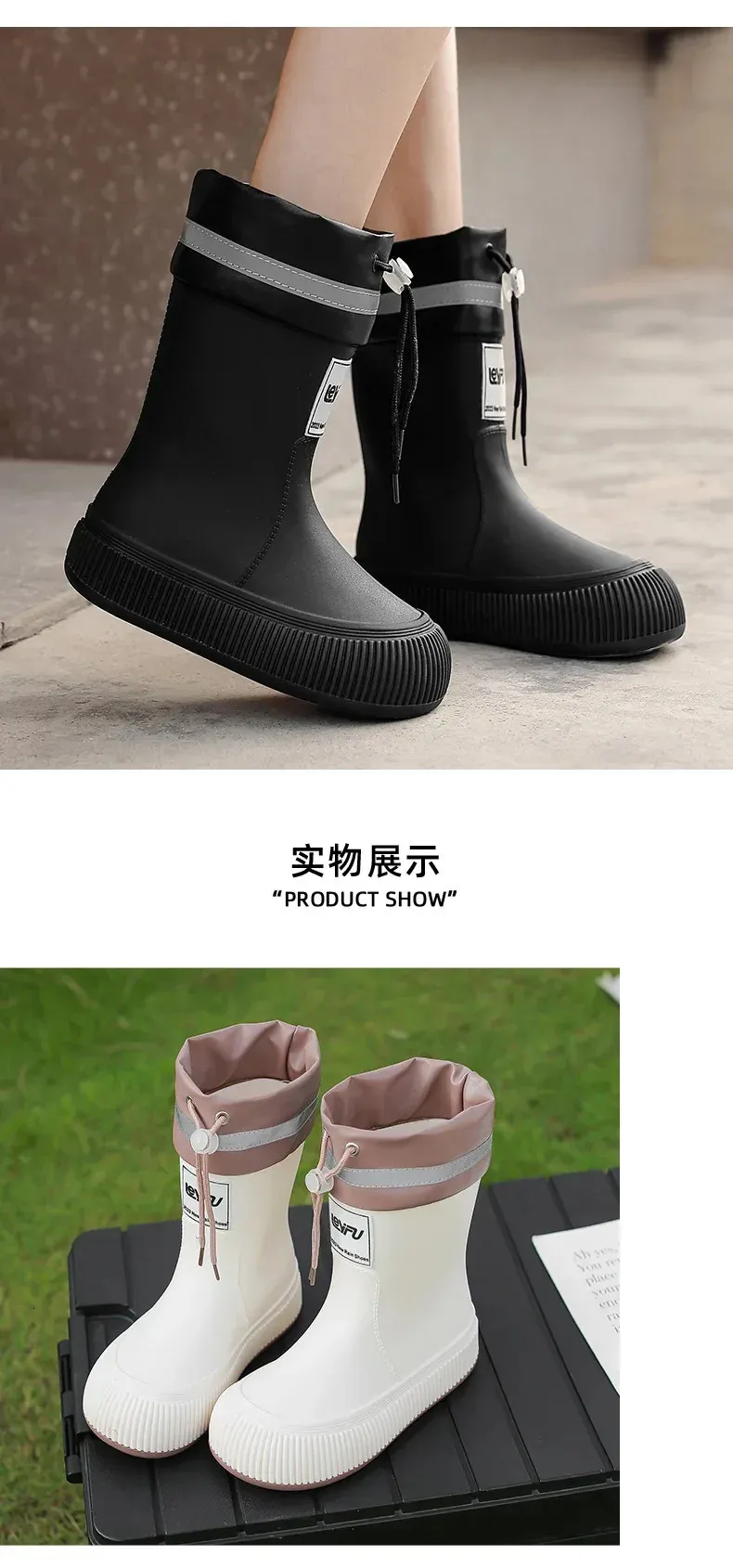 Stivali da pioggia antiscivolo, alla moda, leggeri, morbidi, da pesca all'aperto, suola spessa, impermeabili, alla moda, comodi 2024 240704_voghion.com