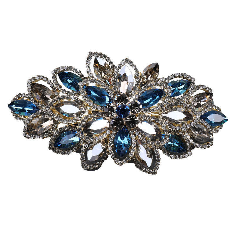 Vergoldetes Kristall-Frühlings-Mutter-Kopfstück, Hinterkopf-Clip, Accessoire, große Haarspange_voghion.com