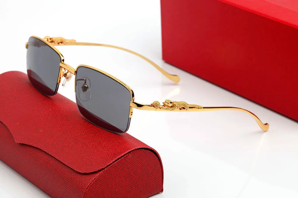 Lunettes de vue mode léopard en corne de buffle dorées personnalisées, monture complète, verres semi-transparents, sans cadre_voghion.com