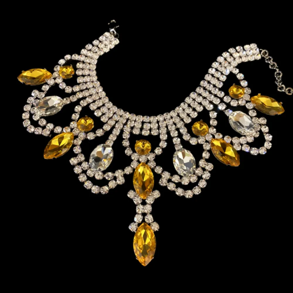 Chains Exaggerated Necklace Chain Vintage Accessories Rhinestone Fashion 2023 Statement Choker Crystal_voghion.com