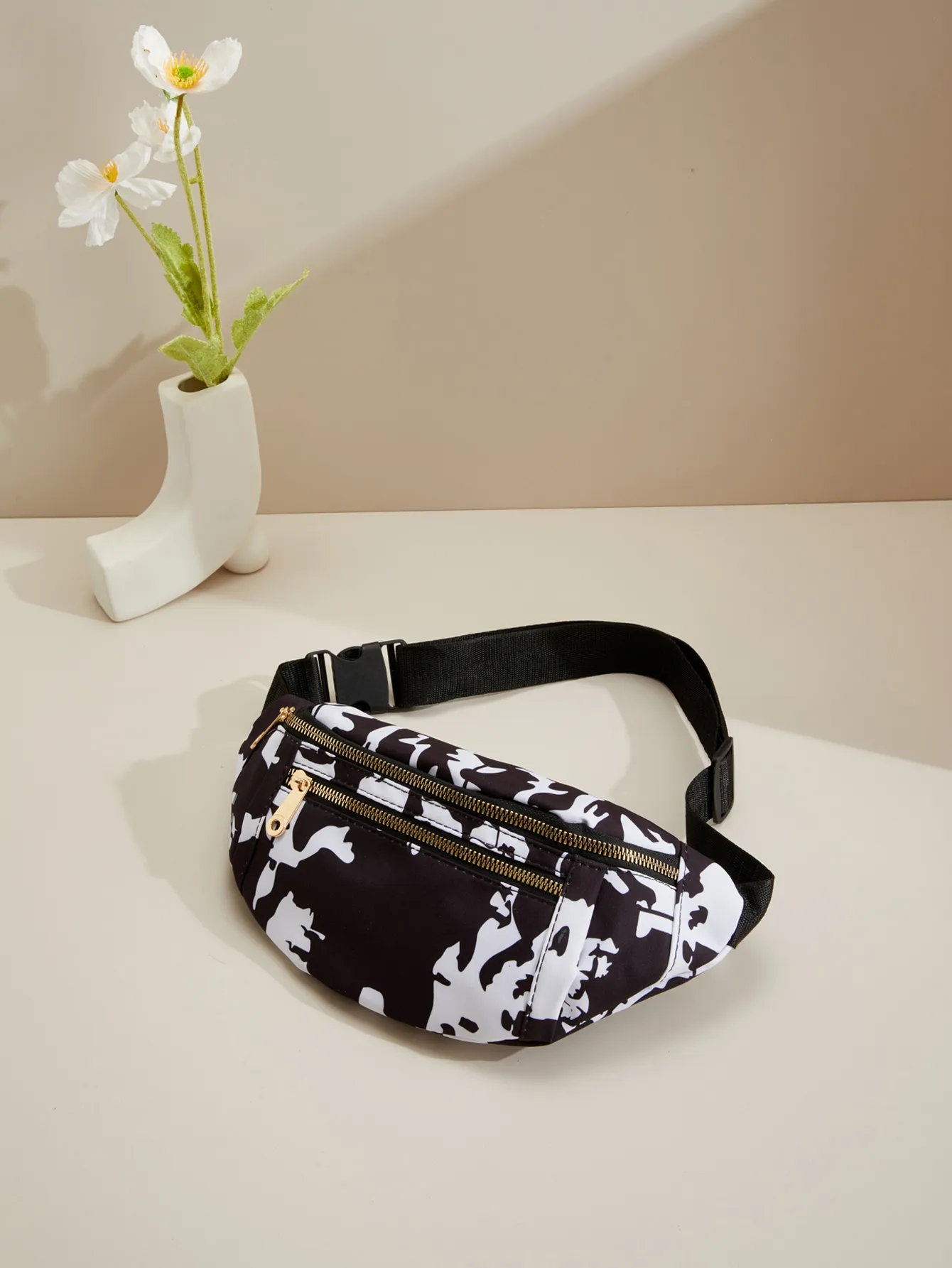 Marsupio con motivo a mucca, piccolo marsupio a tracolla per donna, alla moda, con cintura toracica, per sport, allenamento e viaggi_voghion.com