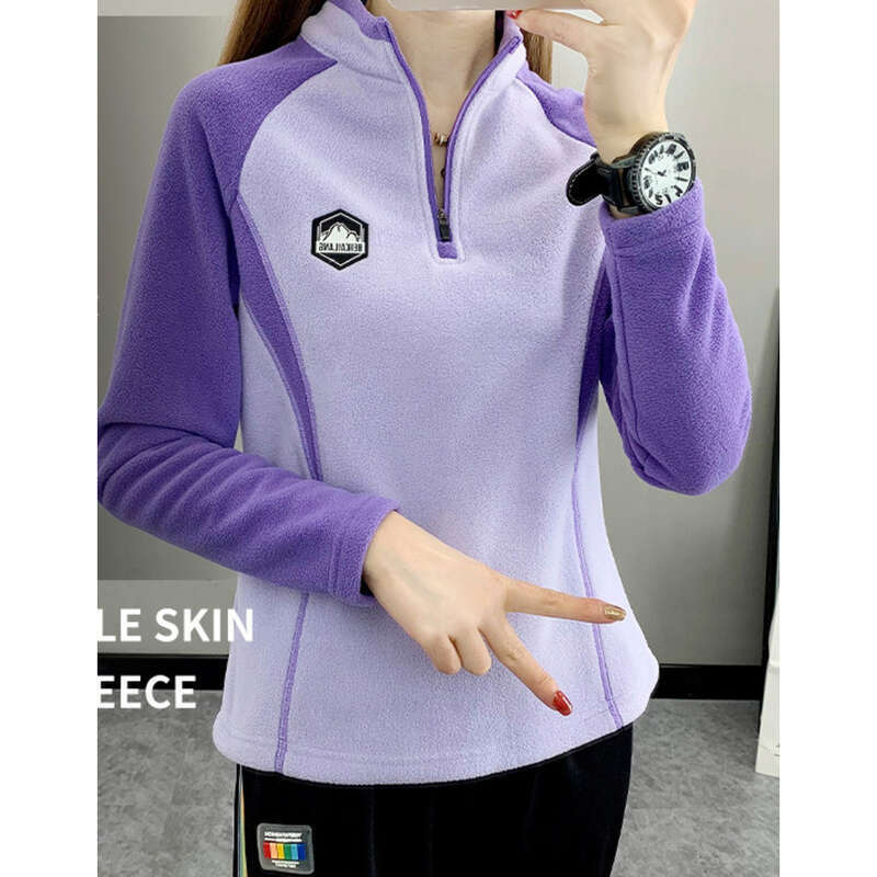 Felpe con cappuccio in pile da alpinismo per donna, primavera e autunno, per sport e tempo libero, calde magliette a maniche lunghe in velluto elasticizzato_voghion.com