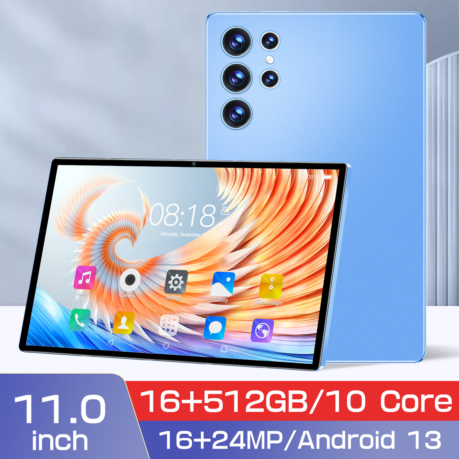 S23U Android Tablet 11.6 Inch 16GB RAM 512GB Storage, Quad-Core Processor, 13MP Camera, Bluetooth, Expandable Storage