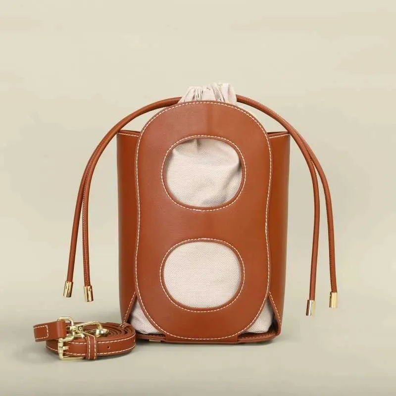 Chic Womens Crossbody Bucket Bag Simple Atmosphere Hollow Design Shoulder Ba241216_voghion.com