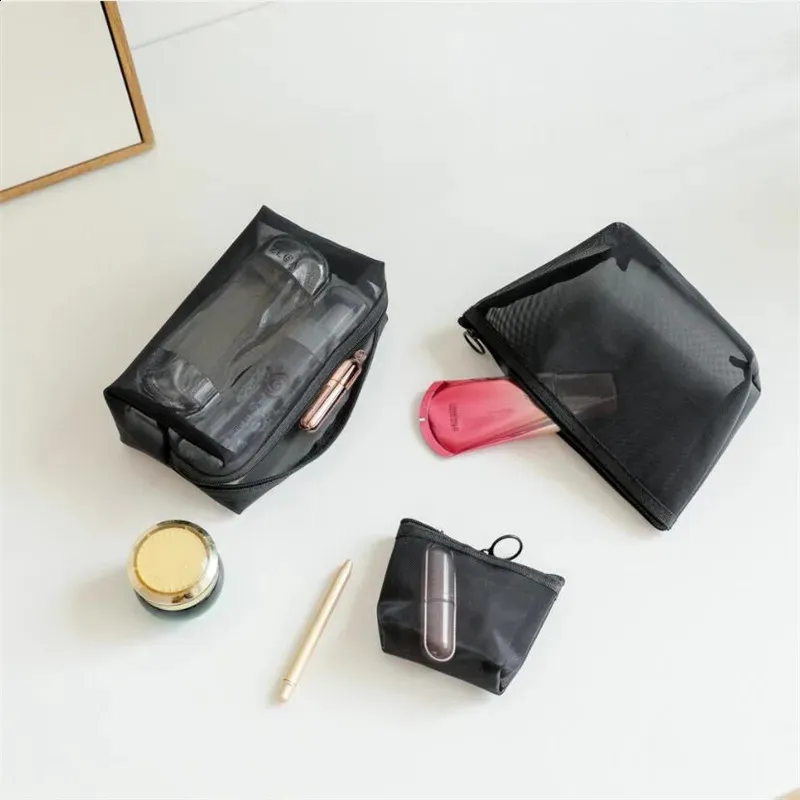 1ks dámská/pánská/průhledná kosmetická taška, cestovní organizér, módní malá/velká černá toaletní taška, pouzdro na make-up_voghion.com