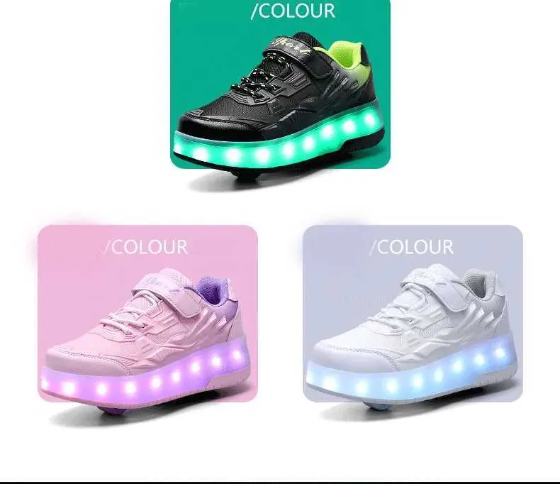 Düz Paten Erkek Kız Yanıp Sönen Işıklar İki Tekerlekli Paten Ayakkabı Led Işıklı Işıklı Spor Ayakkabılar Açık Hava Günlük Ayakkabılar_voghion.com