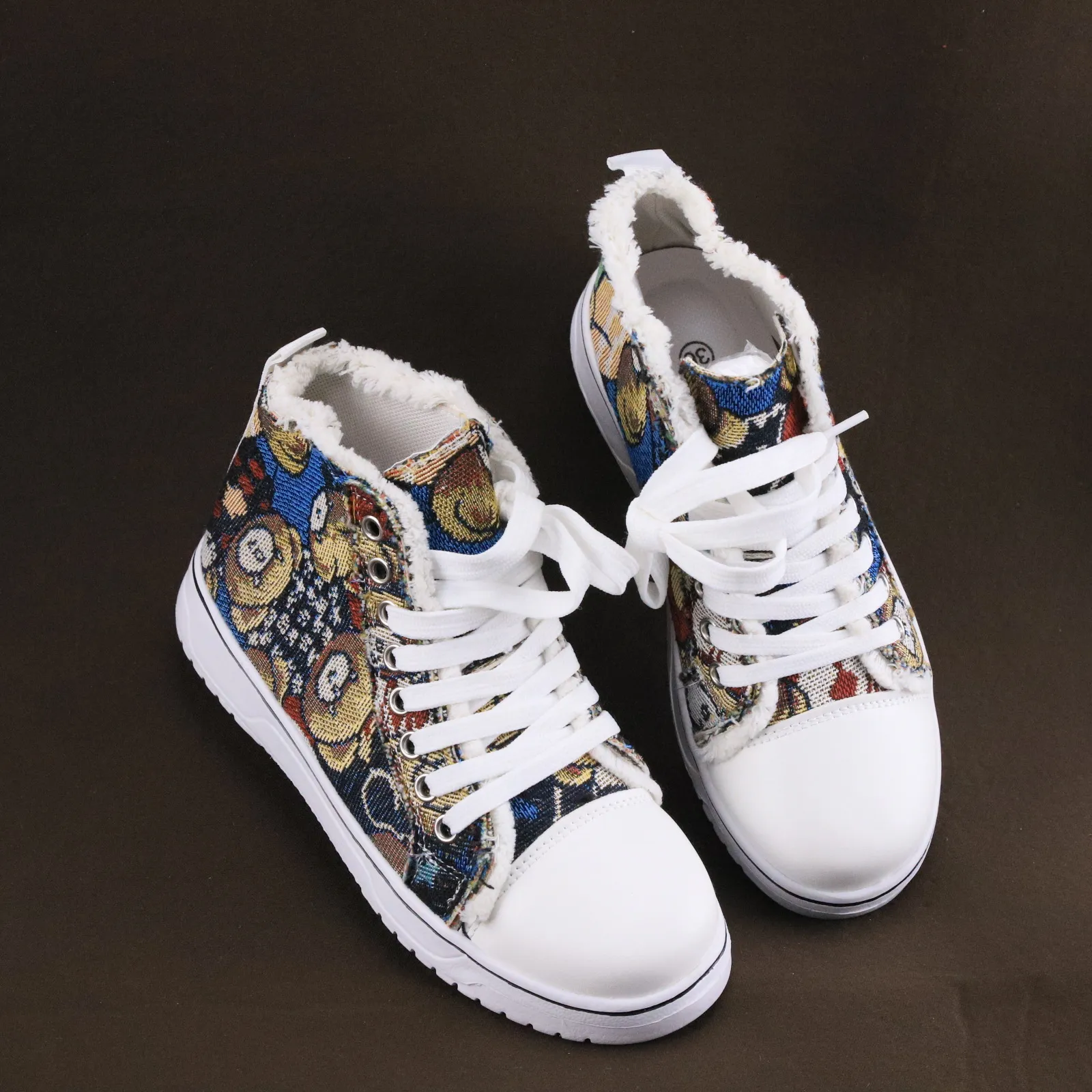 Sports top canvas niche design, tie dye couple Korean version versatile shoes, men's high bang trendy shoes_voghion.com