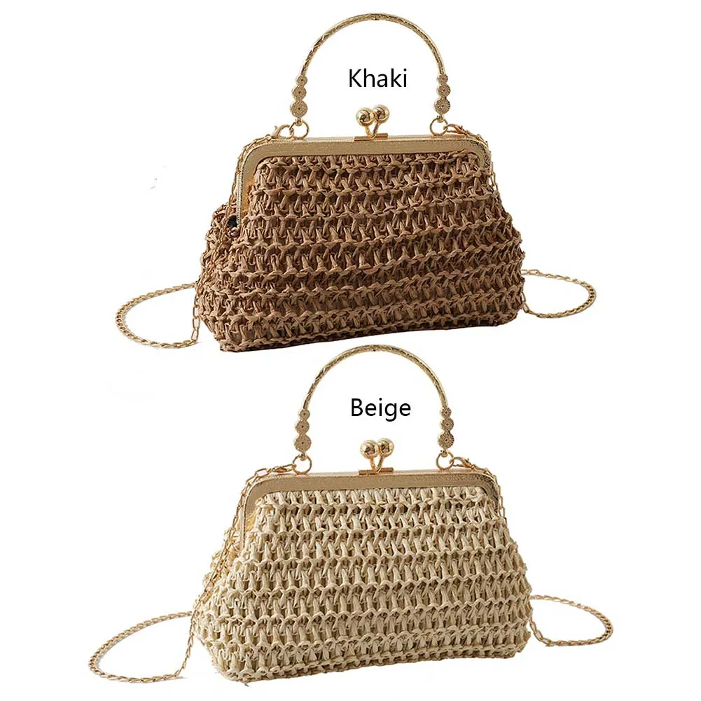 Borsa a tracolla intrecciata estiva con catena, da donna, semplice, con texture, per cena, festa, casual, elegante, alla moda, portatile, da sera_voghion.com