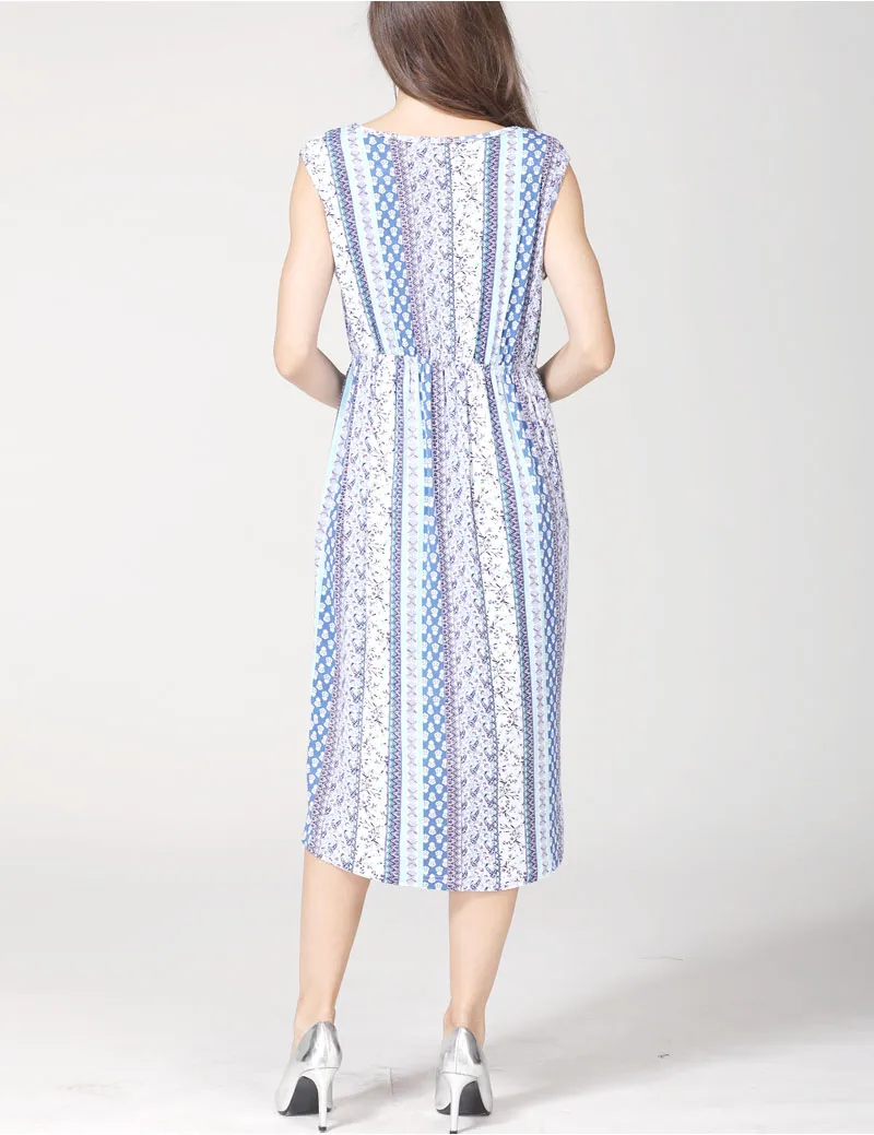 2024 New VNeck Summer Breastfeeding Dresses Sleeveless Dress for Pregnant Women Maternity Clothes_voghion.com