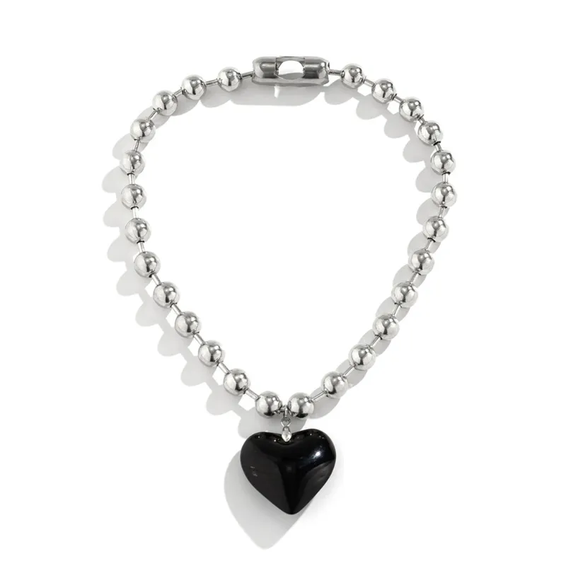 Colliers pendentifs coréens en forme d'amour avec chaîne de perles rondes et cristal, collier ins clavicule, dropshipping_voghion.com