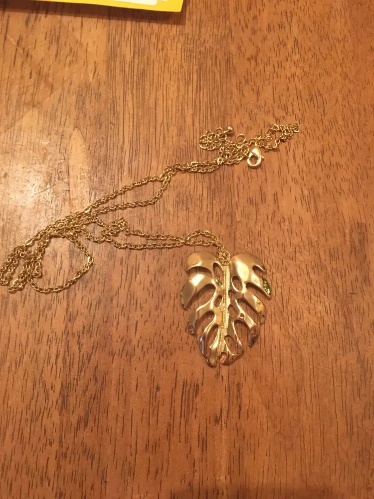 Colliers pendentifs tendance couleur or simple grande feuille Monstera collier long pour femmes vêtements décontractés indant Sidn22_voghion.com