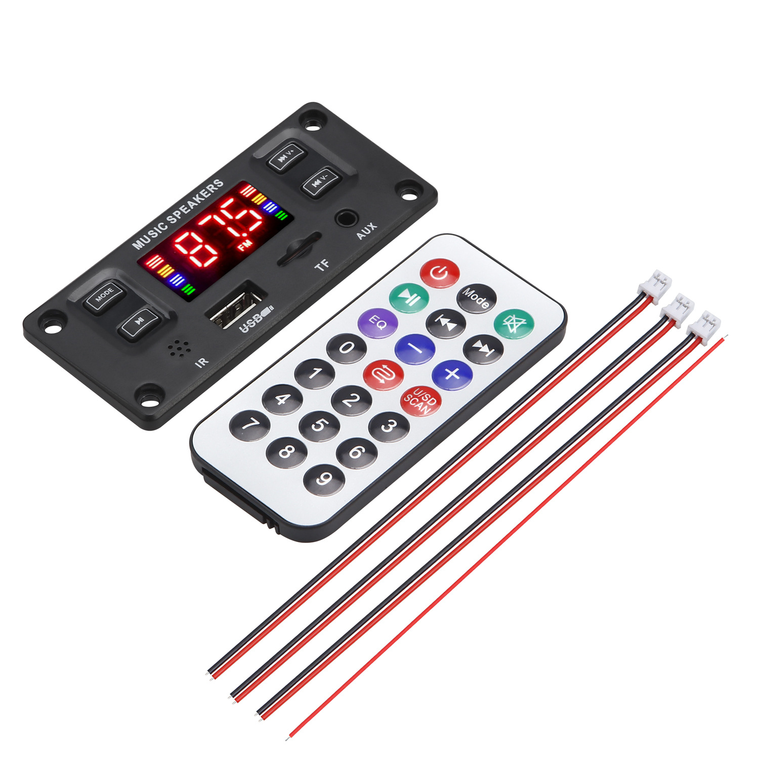 Placa decodificadora de MP3 con manos libres de 6 V y 18 V CC, amplificador de 50 W, reproductor de MP3 con Bluetooth para coche, módulo de grabación USB, radio FM AUX para altavoz_voghion.com