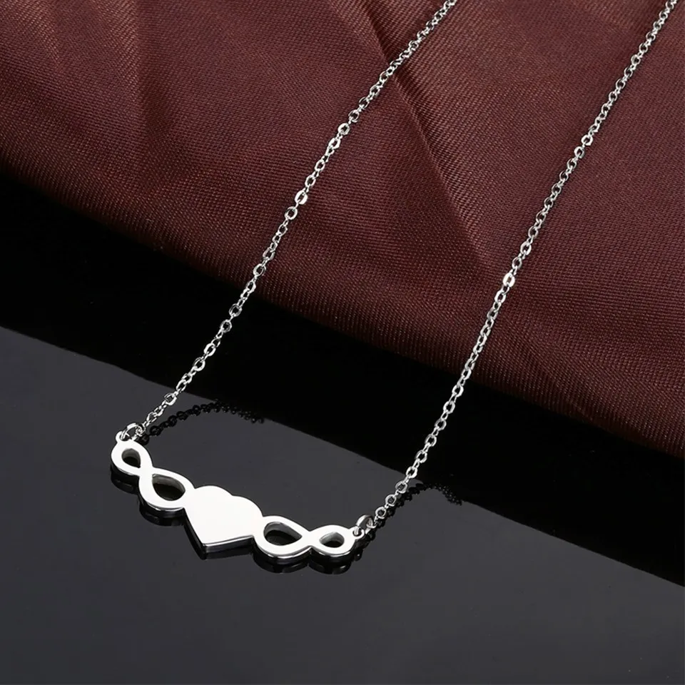 Hjärta infinity halsband i rostfritt stål för damer_voghion.com